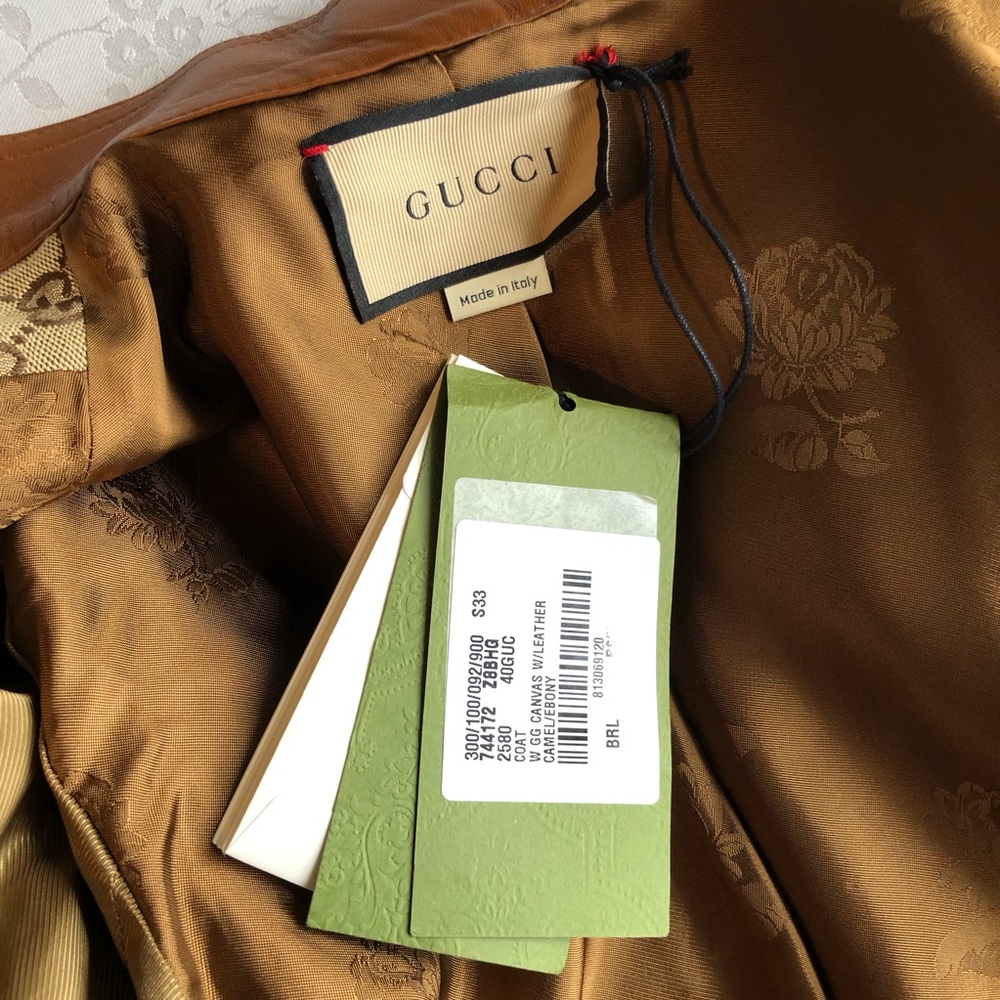 Gucci Canvas/Leather GG Classic Trench Coat Beige/Ebony Women's Size 40(M) - Picture 5 of 16